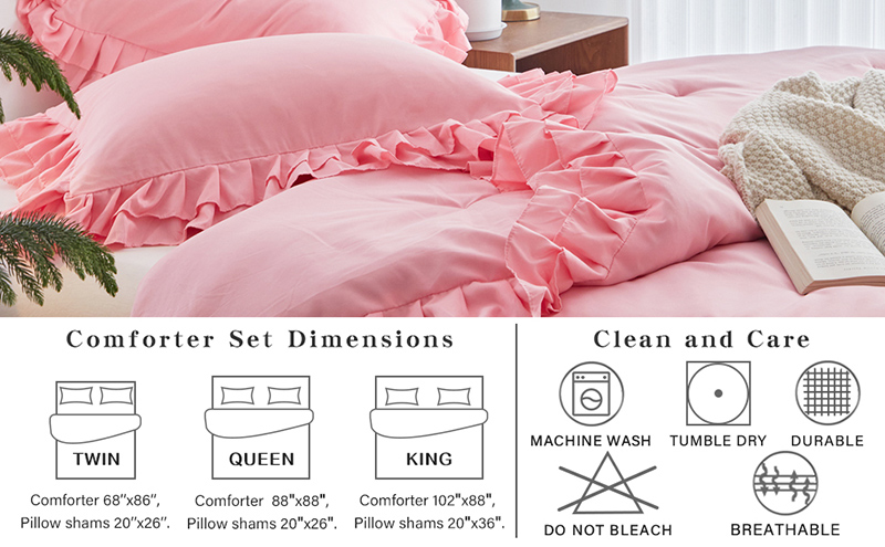 Pink Ruffled Farmhouse Comforter Set Pink Ruffled Farmhouse Comforter Set