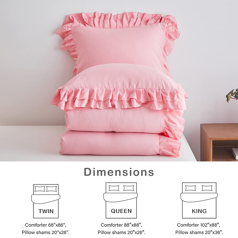Pink Ruffled Farmhouse Comforter Set Pink Ruffled Farmhouse Comforter Set