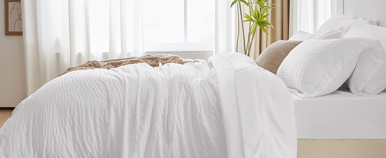 Parure de lit toutes saisons en seersucker Parure de lit toutes saisons en seersucker