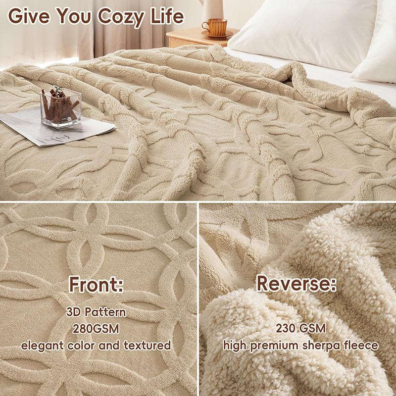 Cobertor de lã sherpa jacquard tufado