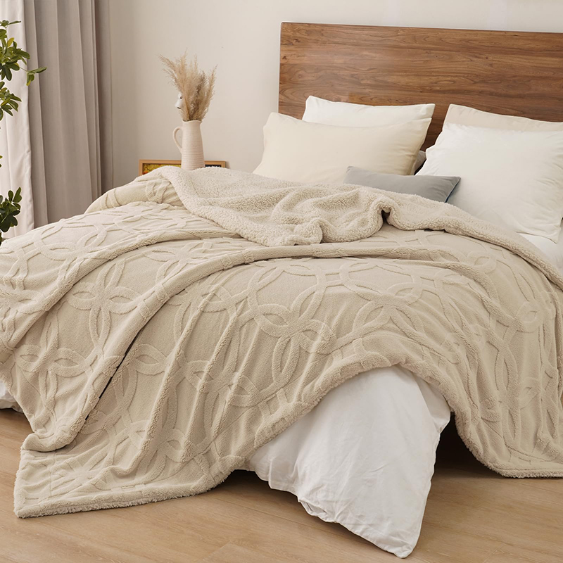 Cobertor de lã sherpa jacquard tufado