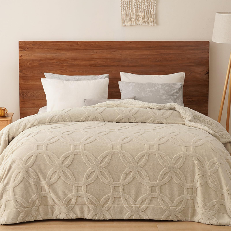 Cobertor de lã sherpa jacquard tufado