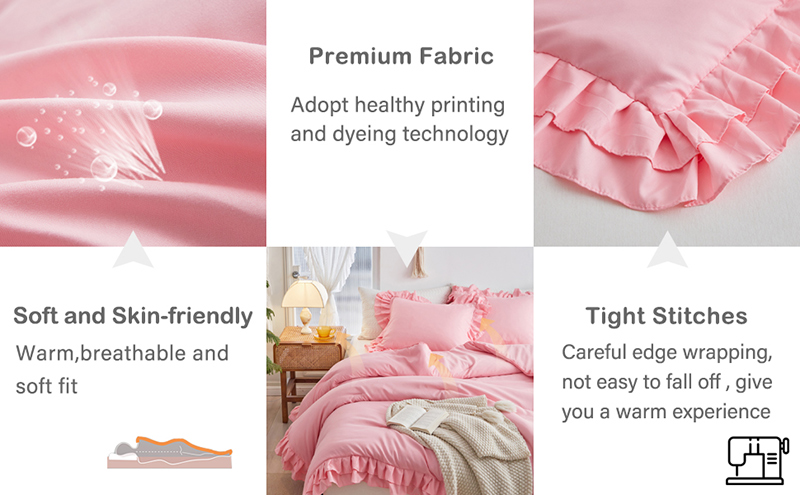 Pink Ruffled Farmhouse Comforter Set Pink Ruffled Farmhouse Comforter Set