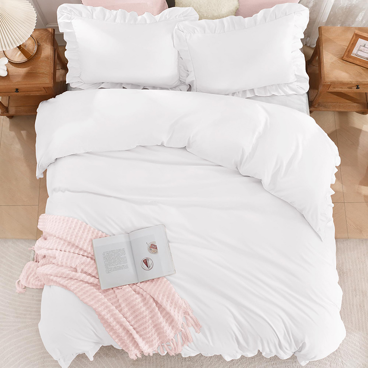 طقم غطاء لحاف من الألياف الدقيقة بكشكشة طقم غطاء لحاف من الألياف الدقيقة بكشكشة