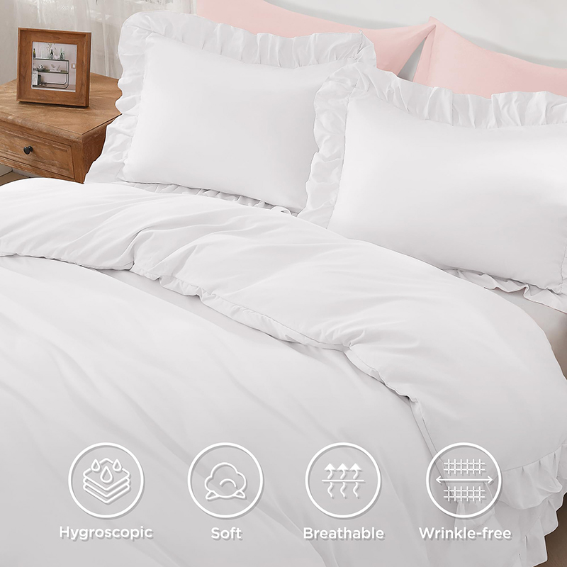 フリルマイクロファイバー掛け布団カバーセット