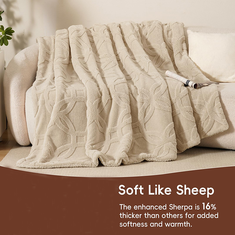 Cobertor de lã sherpa jacquard tufado