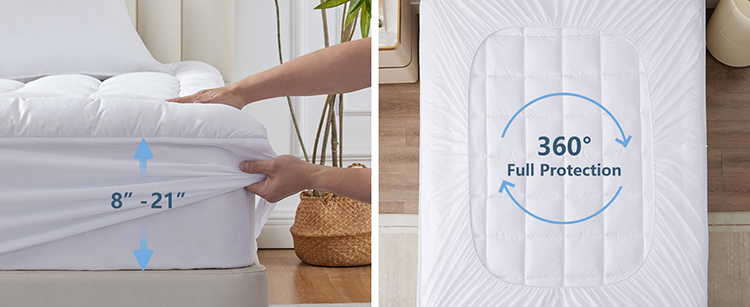 Cubrecolchón refrescante de bolsillo profundo Cubrecolchón refrescante de bolsillo profundo