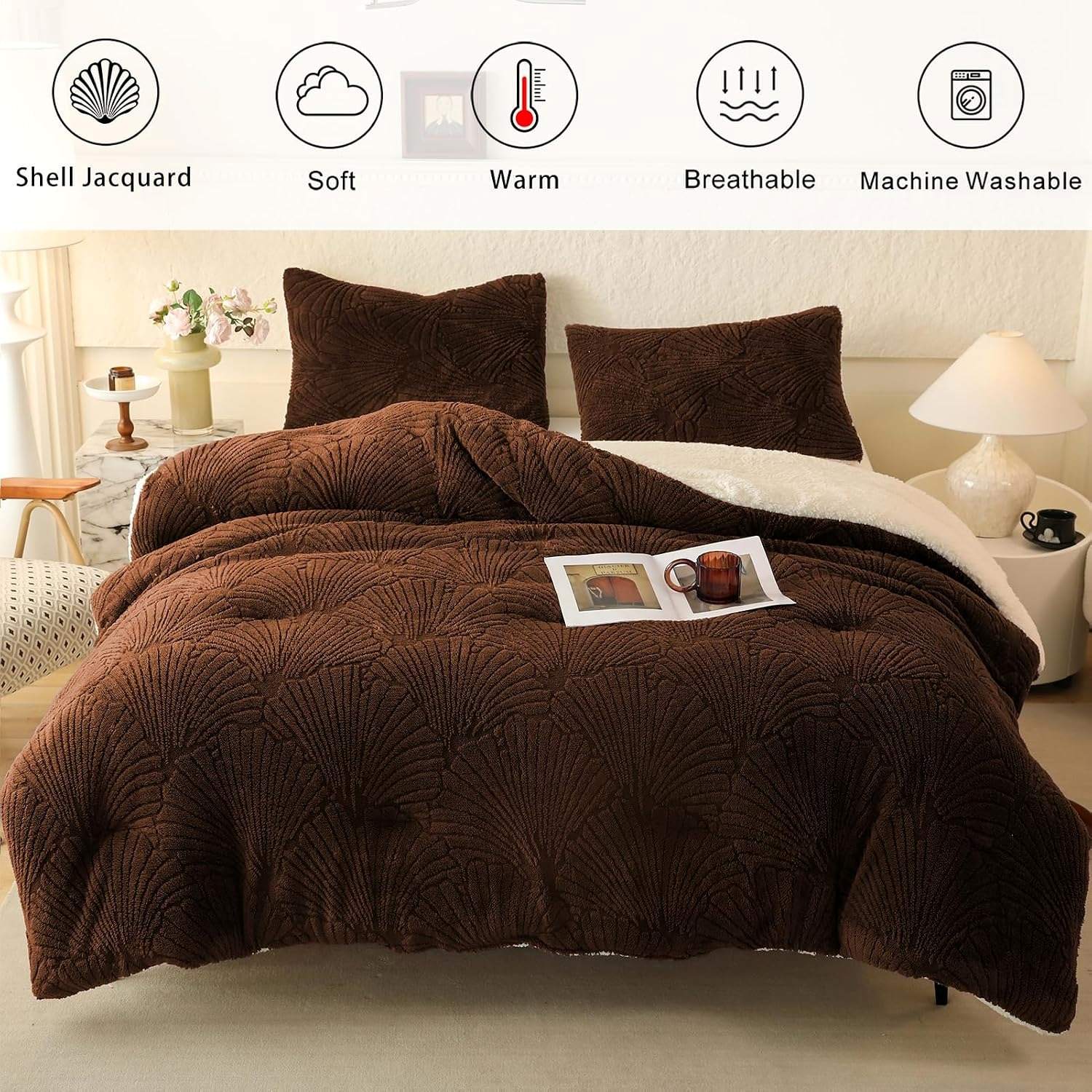 Couette Sherpa Jacquard Coquillage